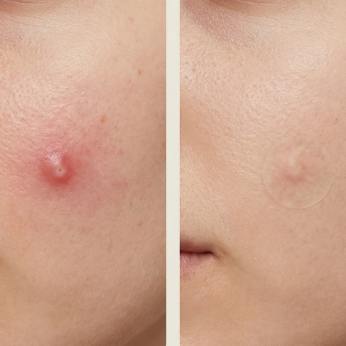 GlowDots Invisible Acne Patches applied to skin