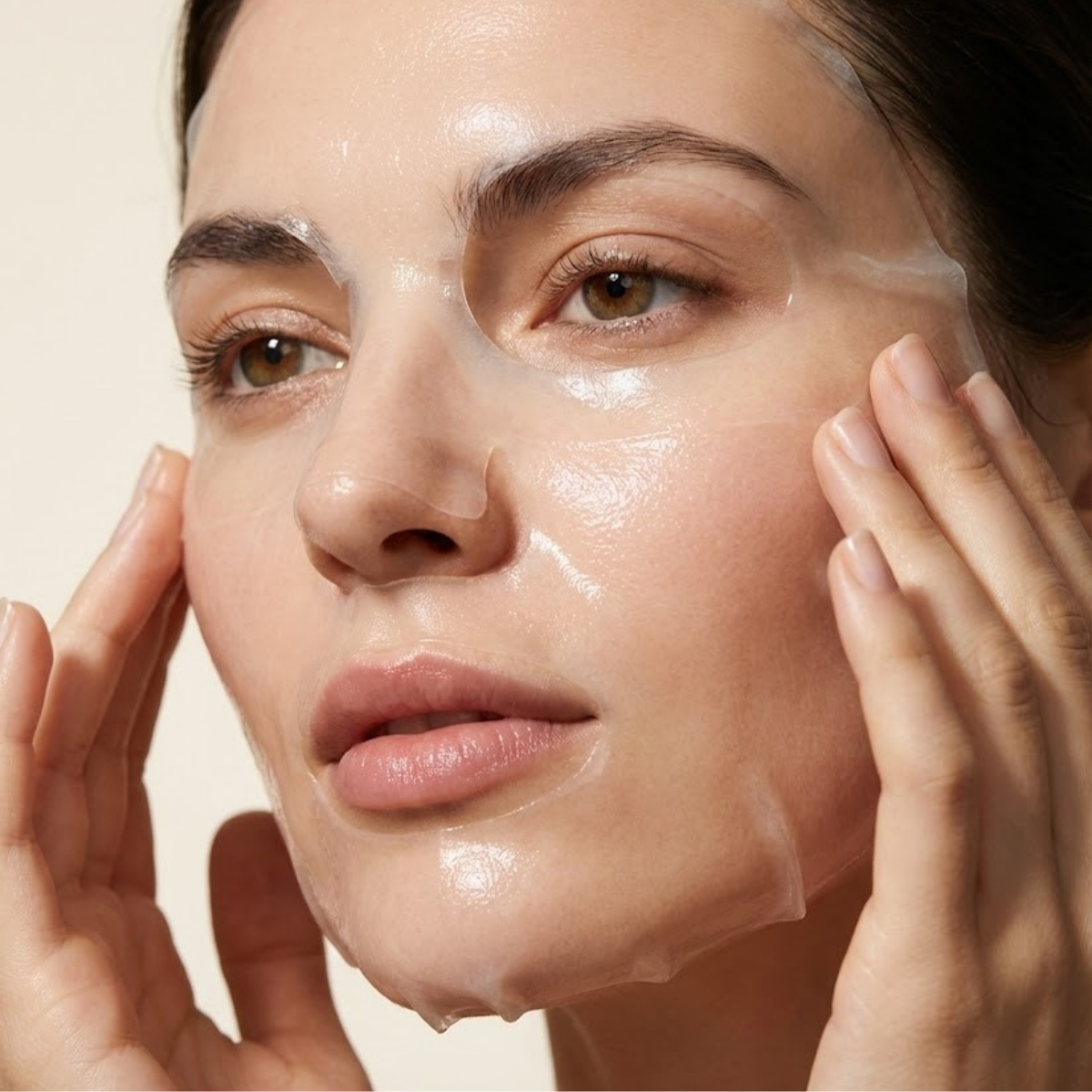 The K-Glow Mask sheet mask texture close-up