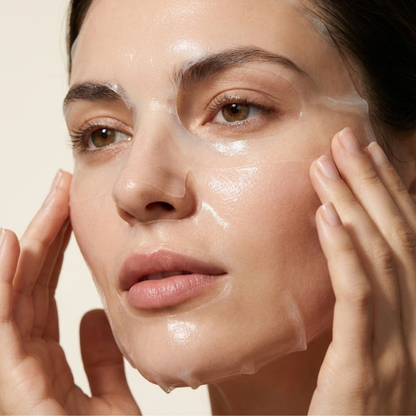 The K-Glow Mask sheet mask texture close-up