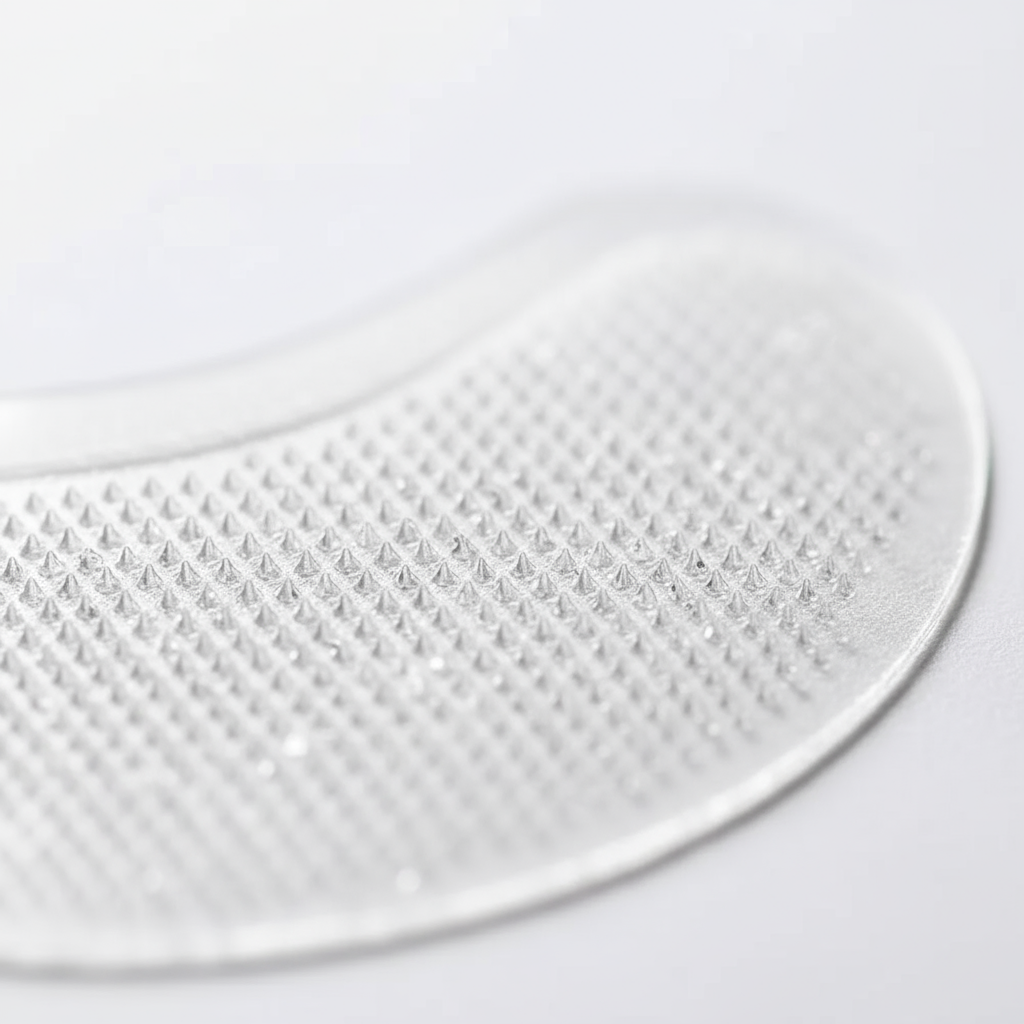 Macro close-up of the Bye Puff eye patch applicator