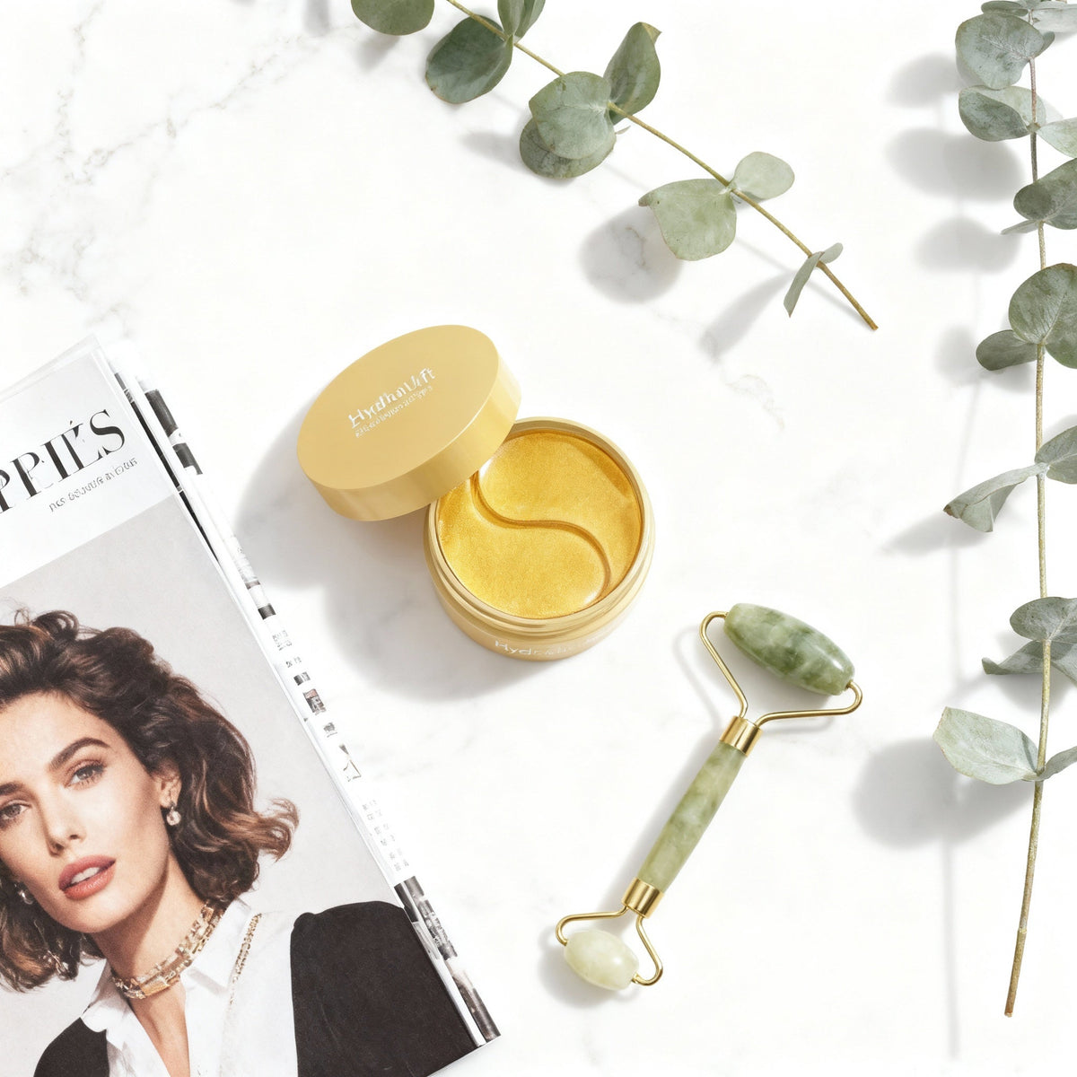 Flat lay of HydraLift Collagen Eye Patches