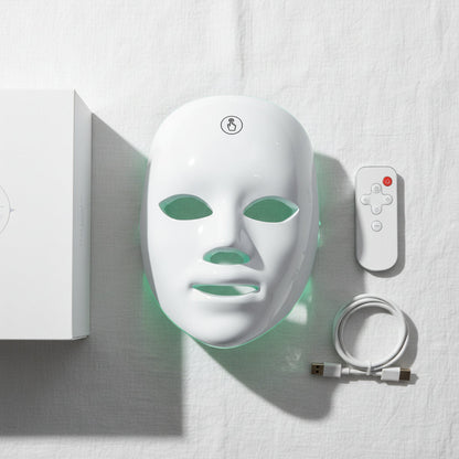Flat lay of the AuraLED Light Therapy Face Mask