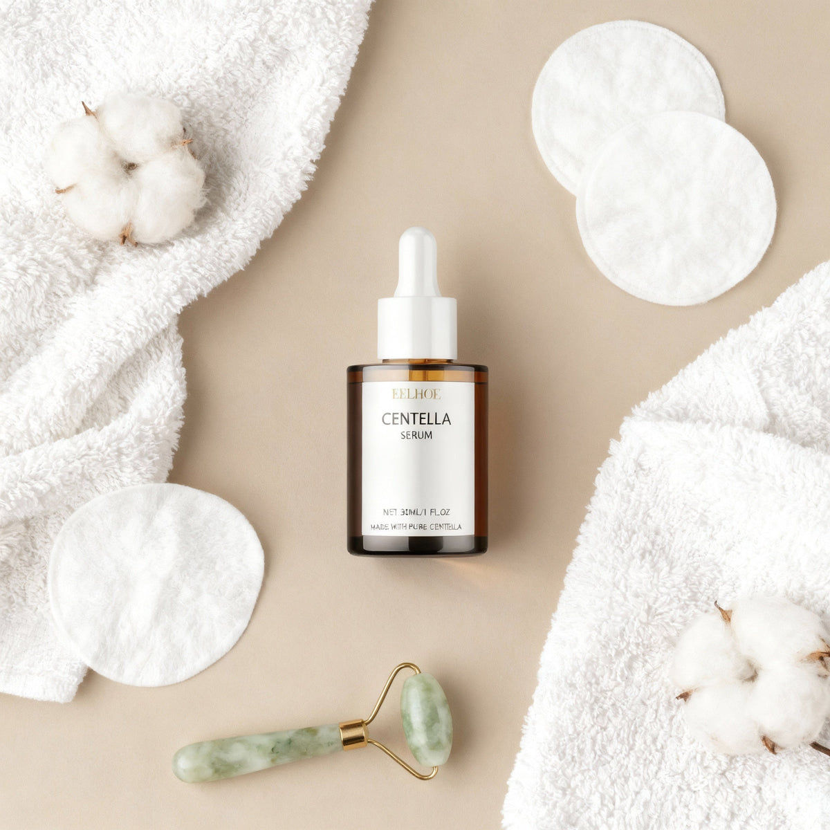 Flat lay of DermaCentella Hyaluronic Acid Serum